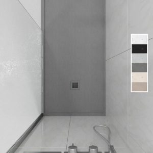 Base de duche moldada em resina ABSOLUTA Cinzento cimento – textura ardósia – antibacteriana e antiderrapante. Cores a escolher.