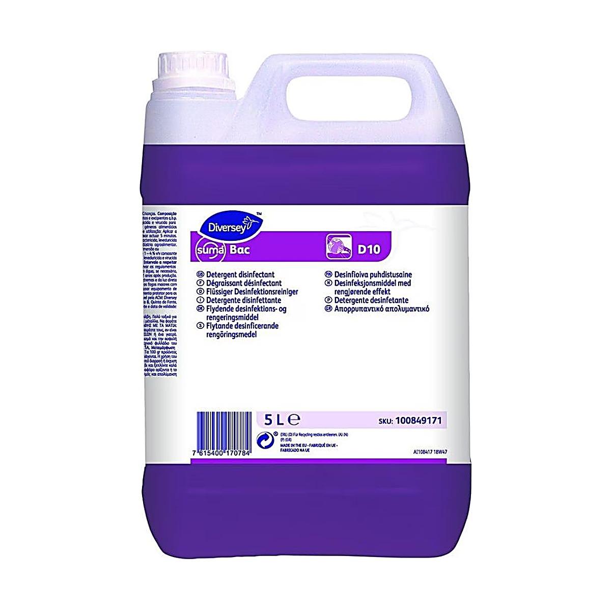Detergente desinfectante concentrado Diversey Suma Bac D10 SmartDose 5lt - Image 2