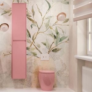 Coluna de casa de banho suspensa 2 portas 185 cm x 35 cm x 25 cm Acabamento PALO PINK