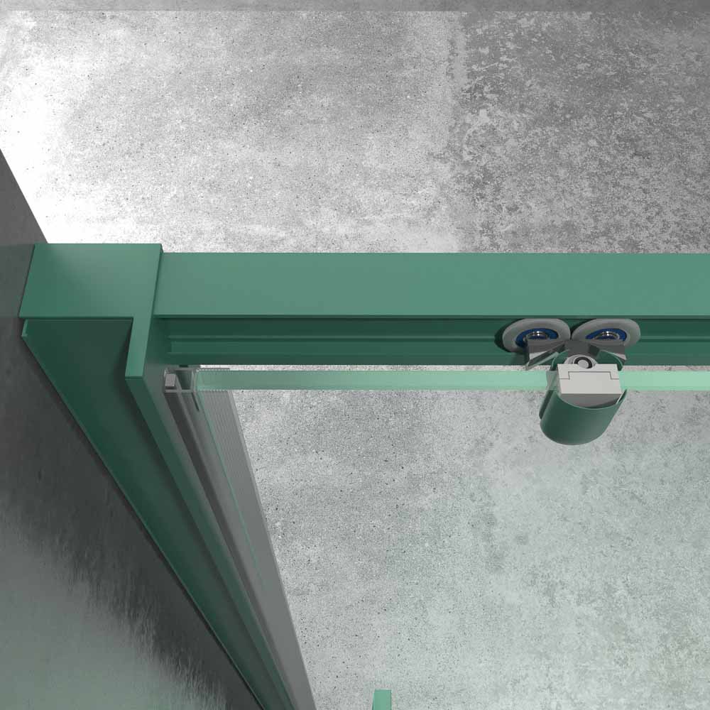 LINEA1 Resguardo frontal fixo para duche -1 porta de correr. Nenhum perfil inferior. Acabamento PATINA VERDE - Image 5