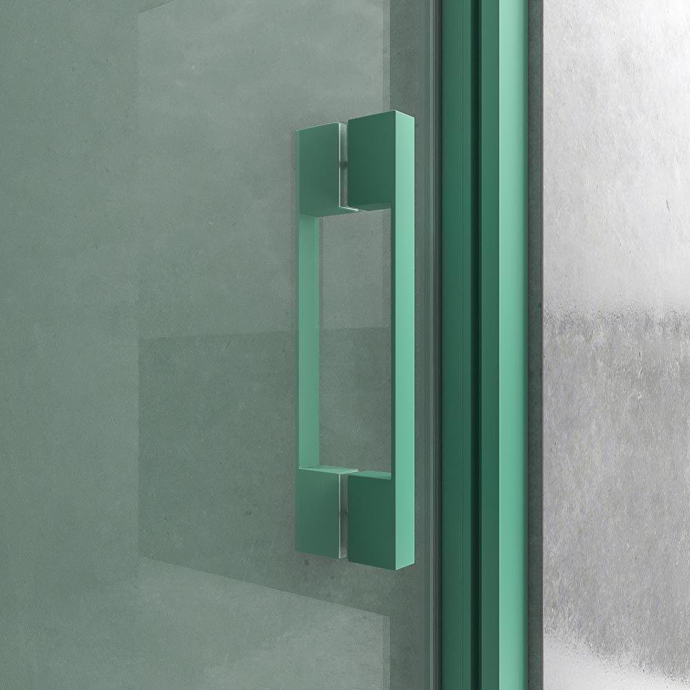 LINEA1 Resguardo frontal fixo para duche -1 porta de correr. Nenhum perfil inferior. Acabamento PATINA VERDE - Image 4