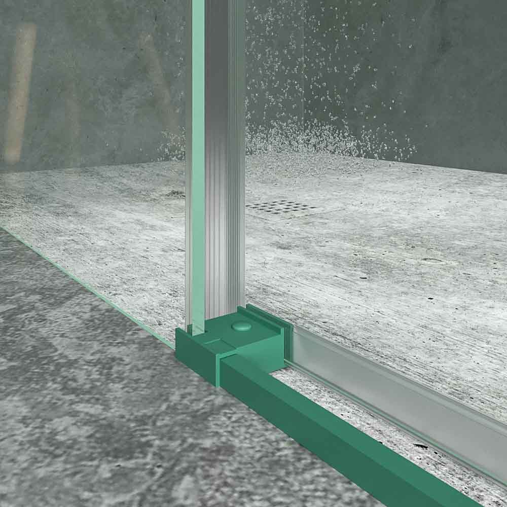 LINEA1 Resguardo frontal fixo para duche -1 porta de correr. Nenhum perfil inferior. Acabamento PATINA VERDE - Image 3