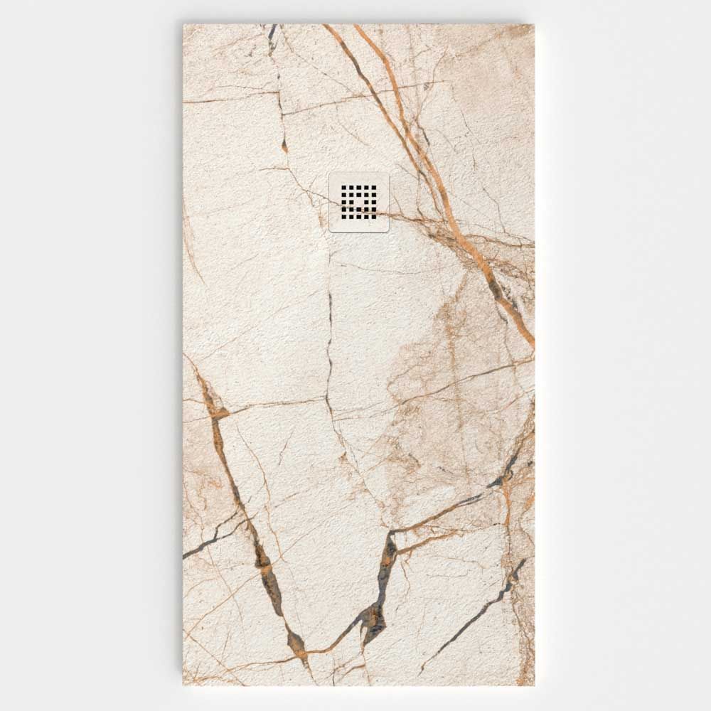 Base de duche em resina com textura de ardósia. Efeito mármore Broullie – moderno STONE 3D antiderrapante