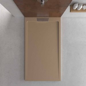 Base de duche em resina STYLE – cor moca RAL-1019 e outras – textura ardósia – antibacteriana e antiderrapante. grade oculta