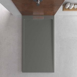 Base de duche em resina STYLE – cor cinza cimento RAL-7005 e outras – textura ardósia – antibacteriana e antiderrapante. grade oculta