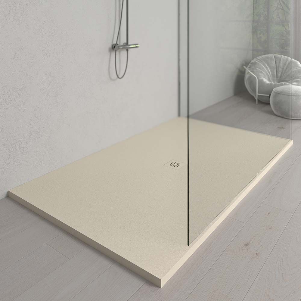 Base de duche em resina Extra-grande XXL com textura de ardósia e antiderrapante MARFIM BRANCO Ral 1015 - Image 3