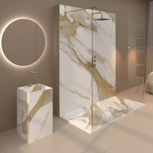 Painel de revestimento de paredes de casas de banho MSCOMPACT efeito mármore ZARES