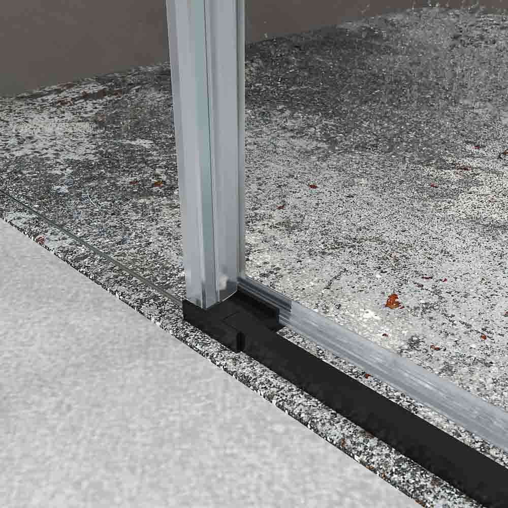 Resguardo de duche BASIC frontal 2 fixas -2 portas de correr. Sem perfil inferior. Com tratamento anti-calcário. Acabamento PRETO MATE - Image 6