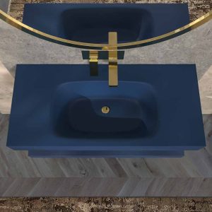 Lavatório suspenso LIDO com cuba centrada SOLID SURFACE Azul Cobalto