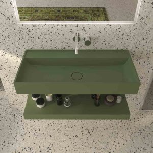Lavatório suspenso TOTEM com cuba centrada SOLID SURFACE Reseda Verde