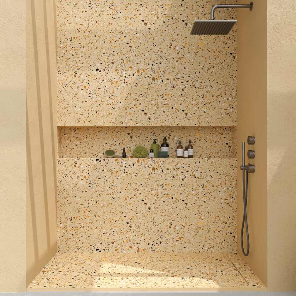 Painel de revestimento de paredes de casas de banho MSCOMPACT efeito terrazzo WENTY