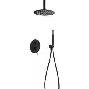 Coluna de duche embutida Tampo preto mate [ VAROBATH ]