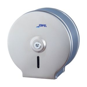 Dispensador de papel higiénico jumbo em aço inox satinado Jofel