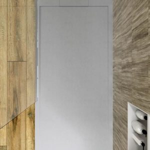 Base de duche estruturada em resina SYSTEM Cinzento Cimento – cores à escolha – textura ardósia – antibacteriana e antiderrapante